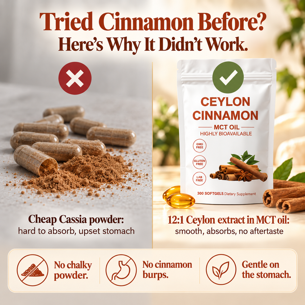 Cassia powder vs MOTS Ceylon extract in MCT oil